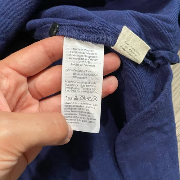 Madewell Navy Blue 100% Cotton Flannel Classic Ex-Boyfriend Button-Back cons - Picture 6 of 8